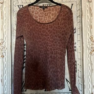 Karen Kane Sheer / Mesh Brown Leopard Print Top